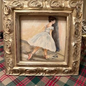 Vintage 2003 Michael Alan Design Framed Art Work Signed Ballerina Oil Painting